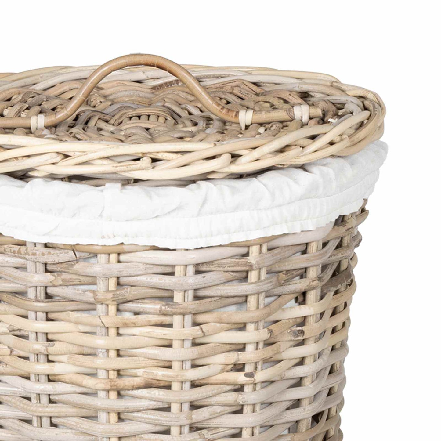 Laundry Basket with Lid 2 pcs Natural Grey Kubu Rattan