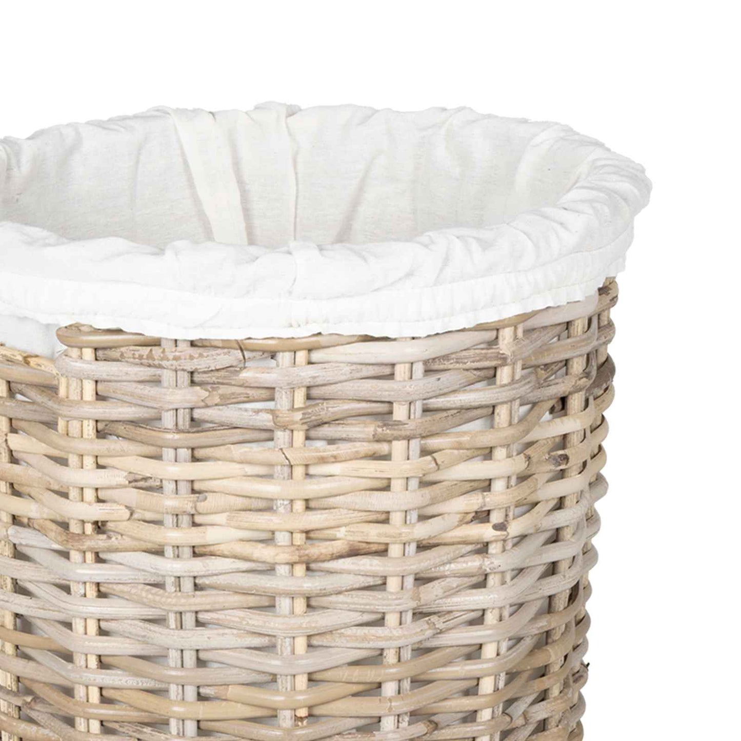 Laundry Basket with Lid 2 pcs Natural Grey Kubu Rattan