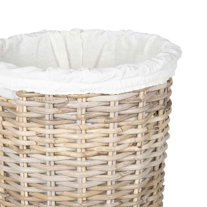 Laundry Basket with Lid 2 pcs Natural Grey Kubu Rattan