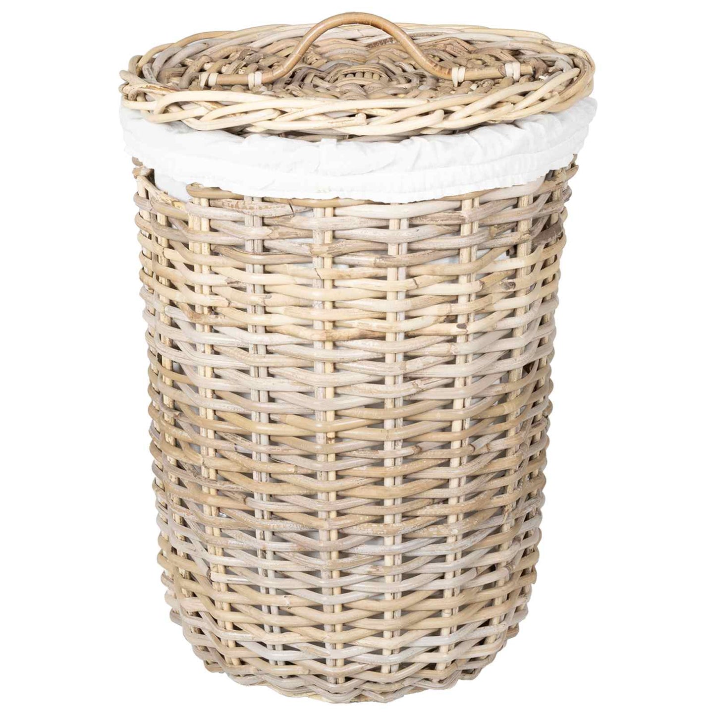 Laundry Basket with Lid 2 pcs Natural Grey Kubu Rattan