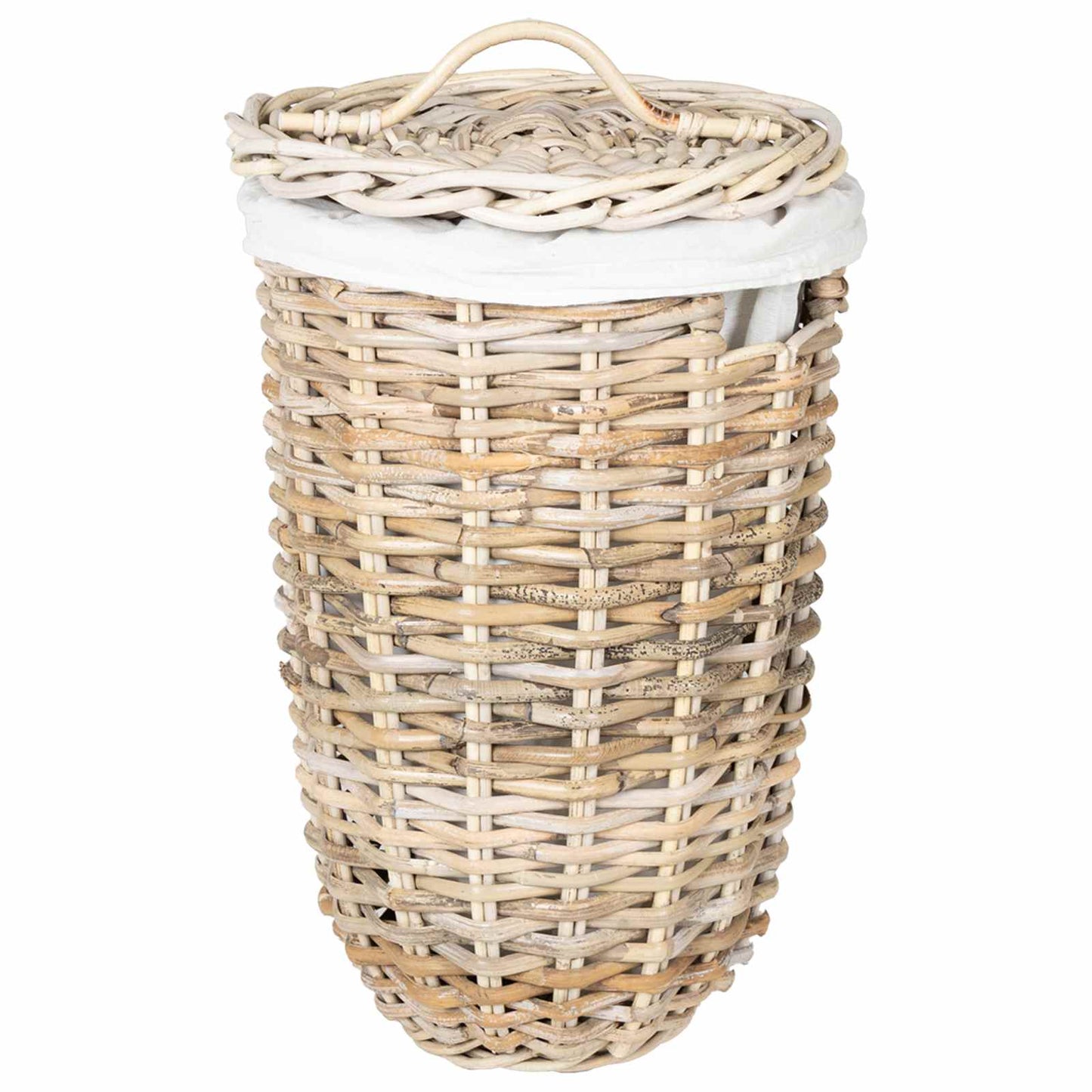 Laundry Basket with Lid 2 pcs Natural Grey Kubu Rattan
