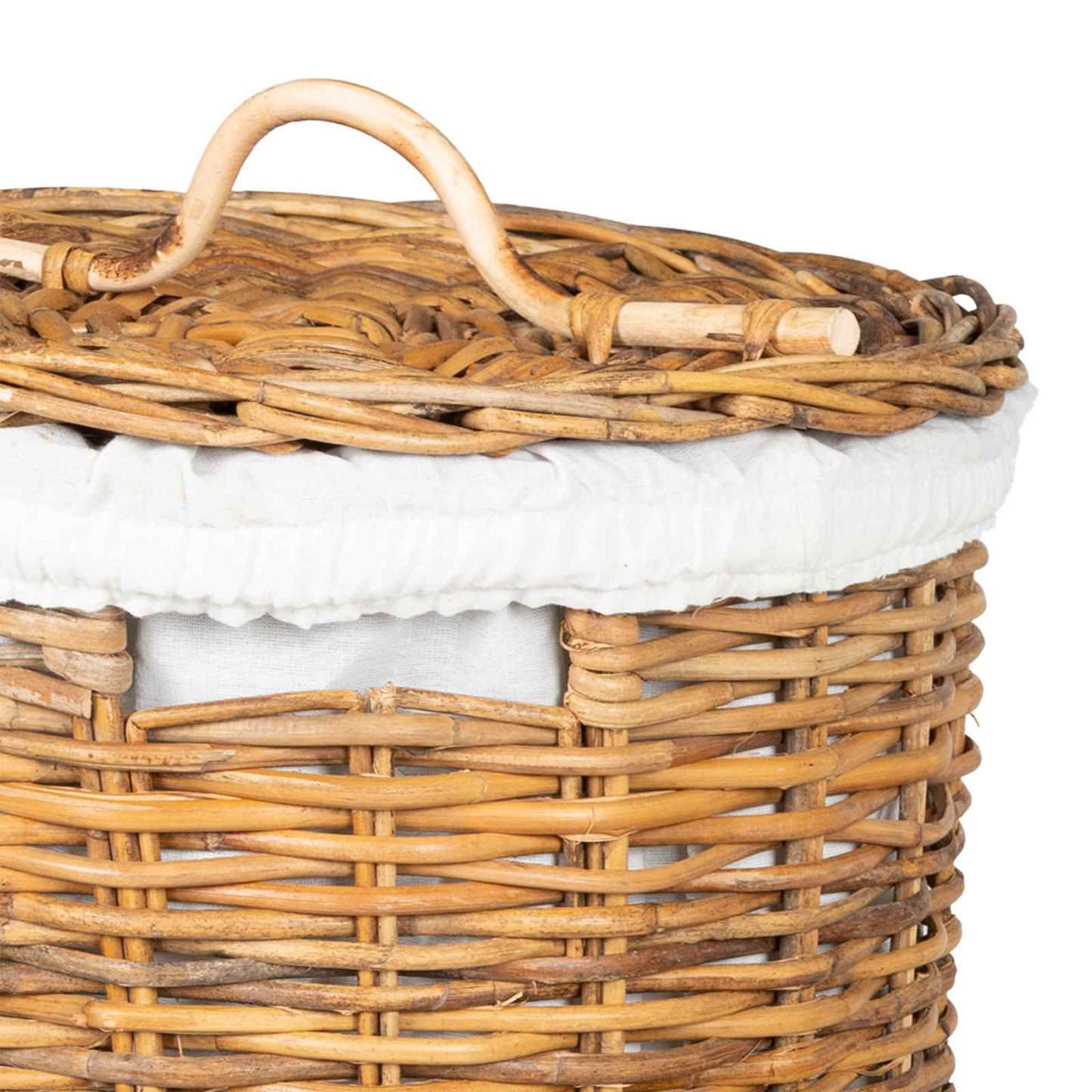 Laundry Basket with Lid 2 pcs Natural Brown Kubu Rattan