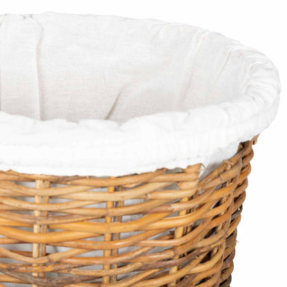 Laundry Basket with Lid 2 pcs Natural Brown Kubu Rattan