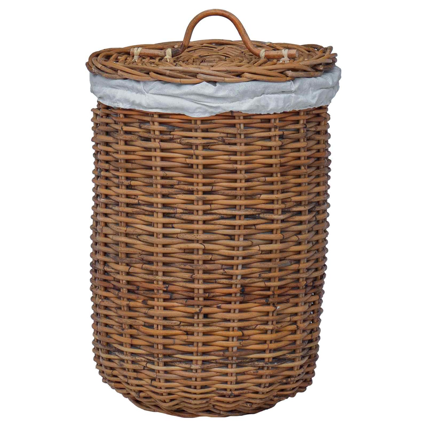 Laundry Basket with Lid 2 pcs Natural Brown Kubu Rattan