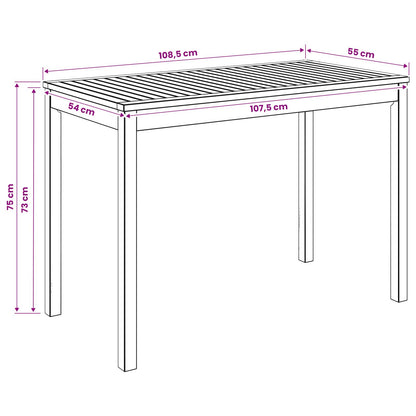 Garden Dinner Table Natural 108.5 x 55 x 75 cm