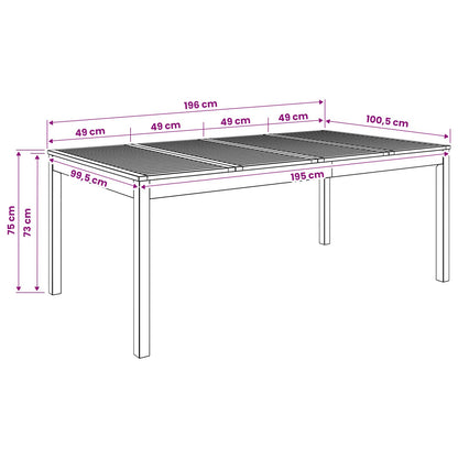 Garden Dinner Table Natural 196 x 100.5 x 75 cm
