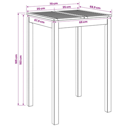 Garden Bar Table Natural 70 x 68.5 x 105 cm Solid Acacia Wood