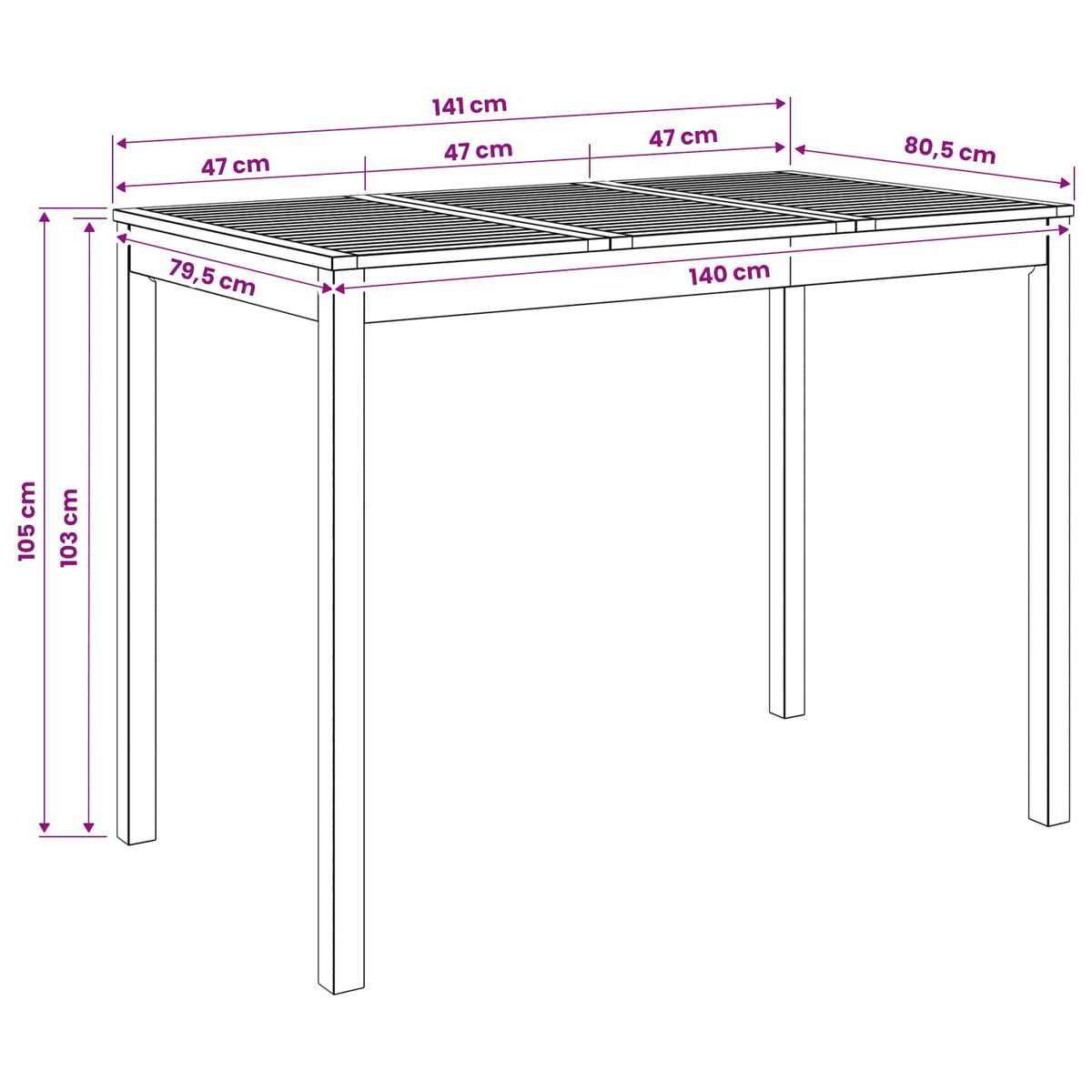 Garden Bar Table Natural 141 x 80.5 x 105 cm Solid Acacia Wood