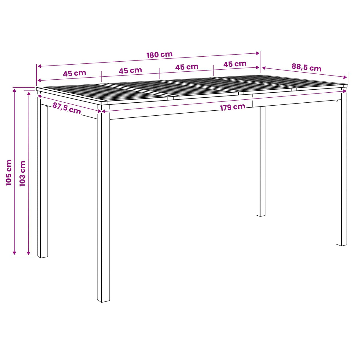 Garden Bar Table Natural 180 x 88.5 x 105 cm Solid Acacia Wood