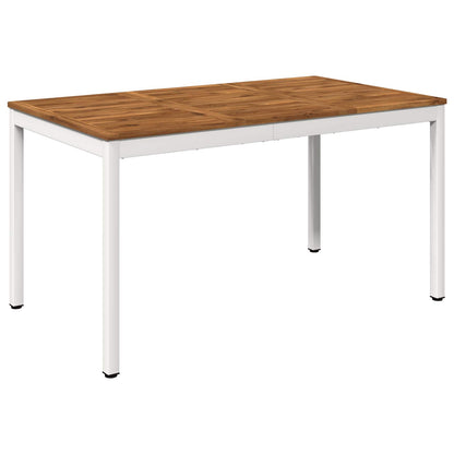 Garden Dinner Table Natural and White 141 x 80.5 x 75 cm