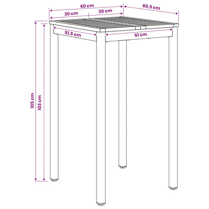 Garden Bar Table Natural and White 60 x 60.5 x 105 cm