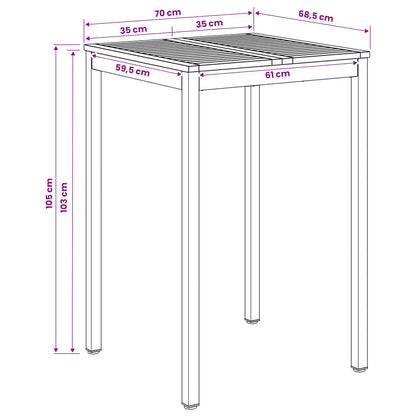 Garden Bar Table Natural and Coffee 70 x 68.5 x 105 cm