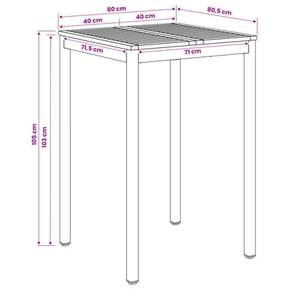 Garden Bar Table Natural and White 80 x 80.5 x 105 cm
