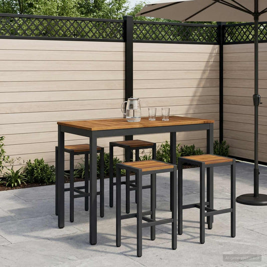Garden Bar Table Natural and Black 108.5 x 55 x 105 cm