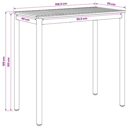 Garden Bar Table Natural and White 108.5 x 55 x 105 cm