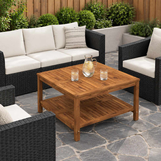 Coffee Table Natural 80.5 x 80 x 45 cm Solid Acacia Wood
