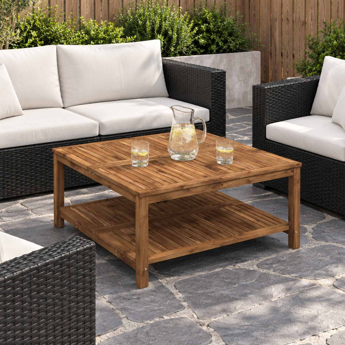 Coffee Table Natural 100.5 x 98 x 45 cm Solid Acacia Wood