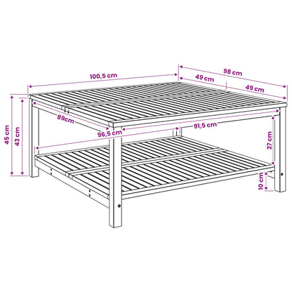 Coffee Table Natural 100.5 x 98 x 45 cm Solid Acacia Wood