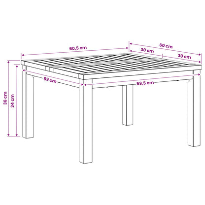 Coffee Table White 60 x 60.5 x 36 cm Solid Acacia Wood