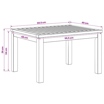 Coffee Table White 50 x 60.5 x 36 cm Solid Acacia Wood