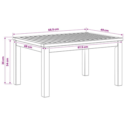 Coffee Table White 50 x 68.5 x 36 cm Solid Acacia Wood