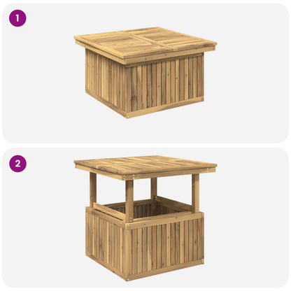 Garden Coffee Table Solid Acacia Wood Height Adjustable White