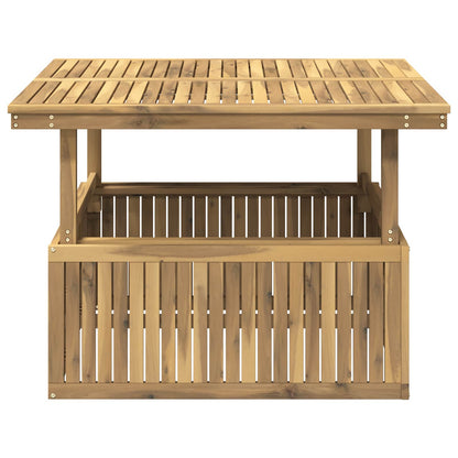 Garden Coffee Table Solid Acacia Wood Height Adjustable White