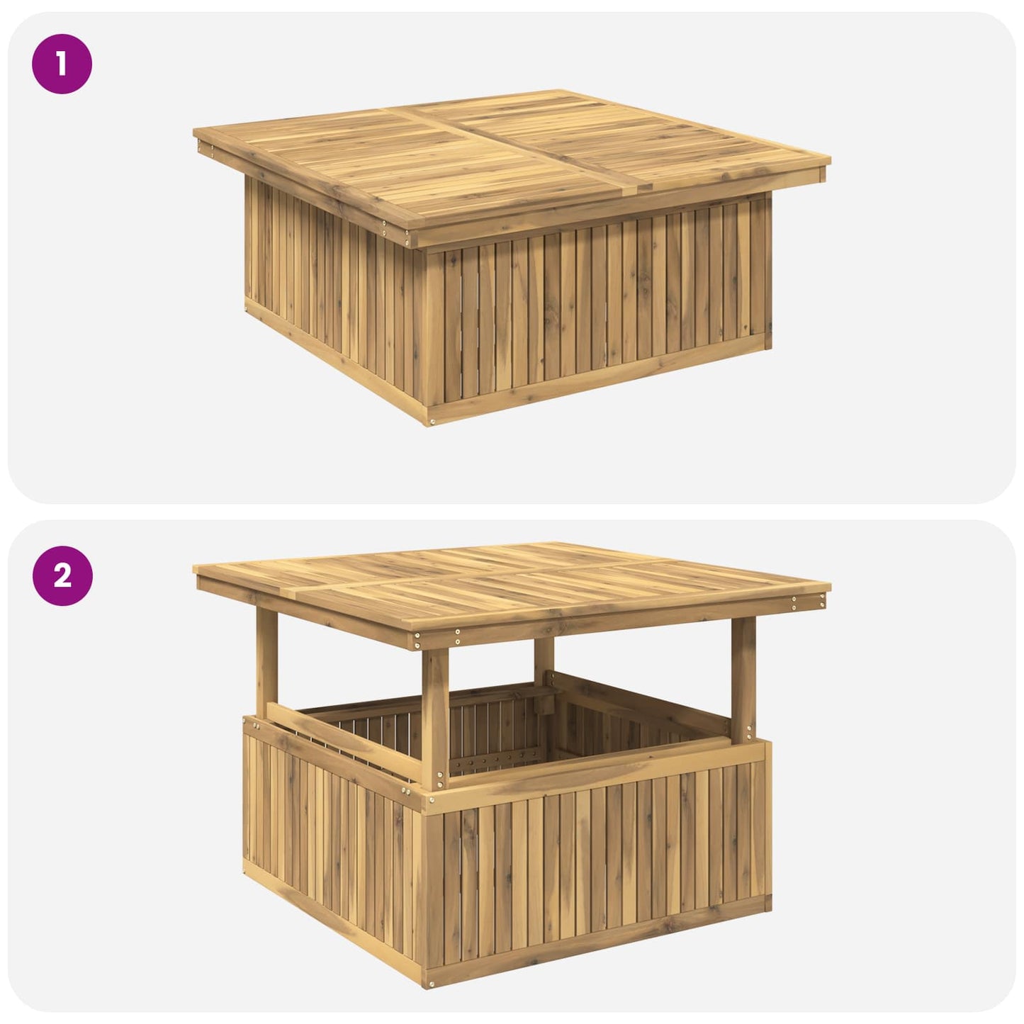 Garden Coffee Table Solid Acacia Wood Height Adjustable White