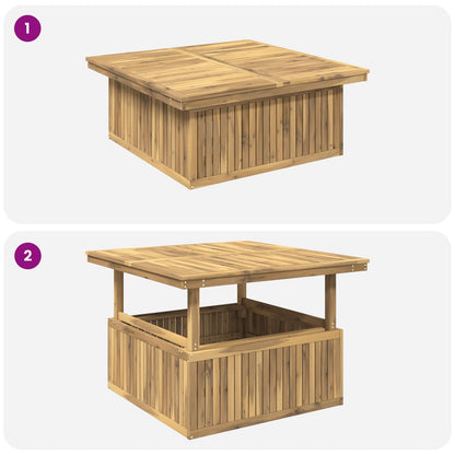 Garden Coffee Table Solid Acacia Wood Height Adjustable White