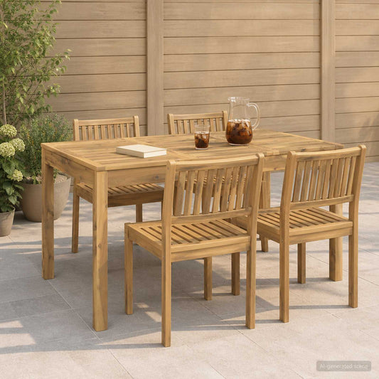 Garden Dinner Table White 141 x 80.5 x 75 cm Solid Acacia Wood