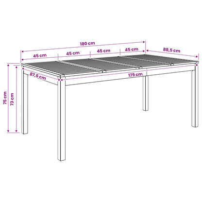 Garden Dinner Table White 180 x 88.5 x 75 cm Solid Acacia Wood