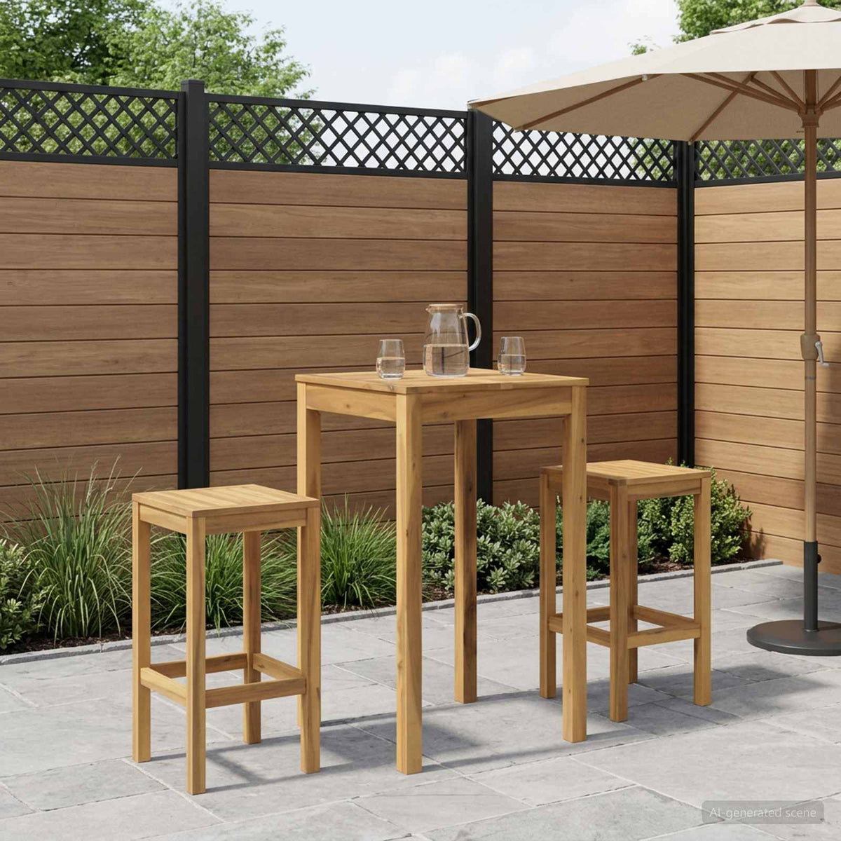 Garden Bar Table White 60 x 60.5 x 105 cm Solid Acacia Wood