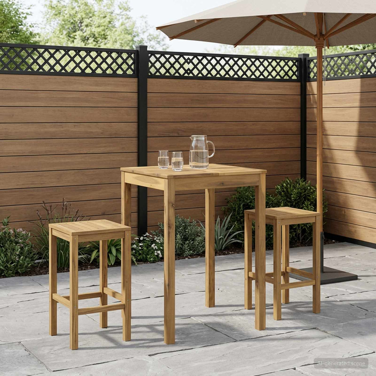 Garden Bar Table LAREN Whitewash 70 x 68.5 x 105 cm