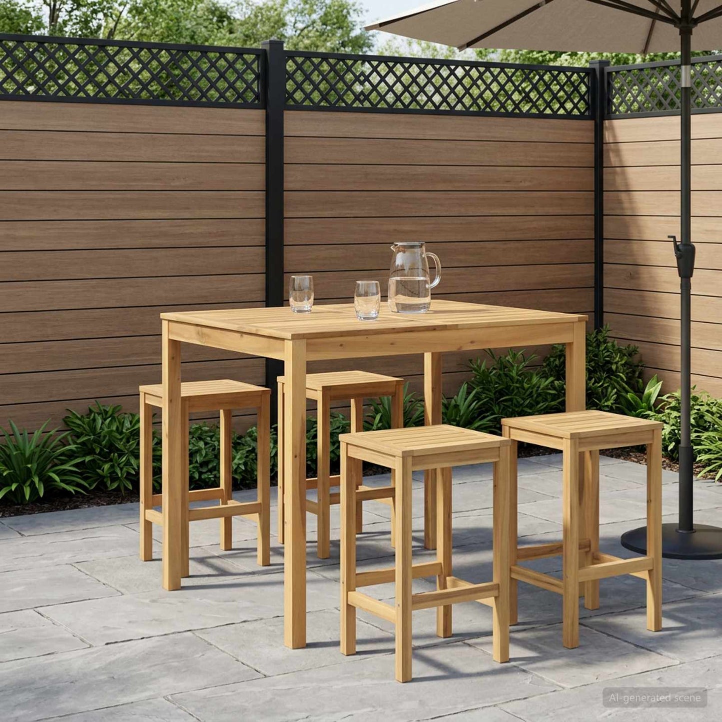 Garden Bar Table White 110 x 108.5 x 105 cm Solid Acacia Wood