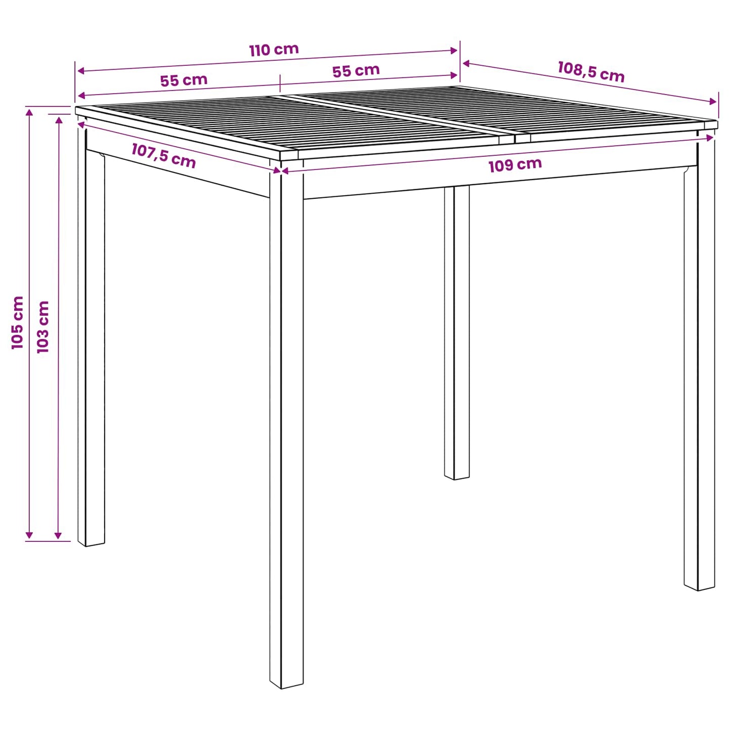 Garden Bar Table White 110 x 108.5 x 105 cm Solid Acacia Wood