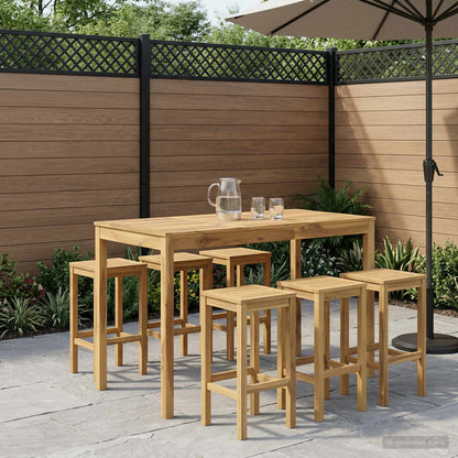 Garden Bar Table White 141 x 80.5 x 105 cm Solid Acacia Wood