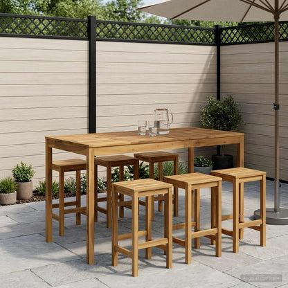 Garden Bar Table White 180 x 88.5 x 105 cm Solid Acacia Wood