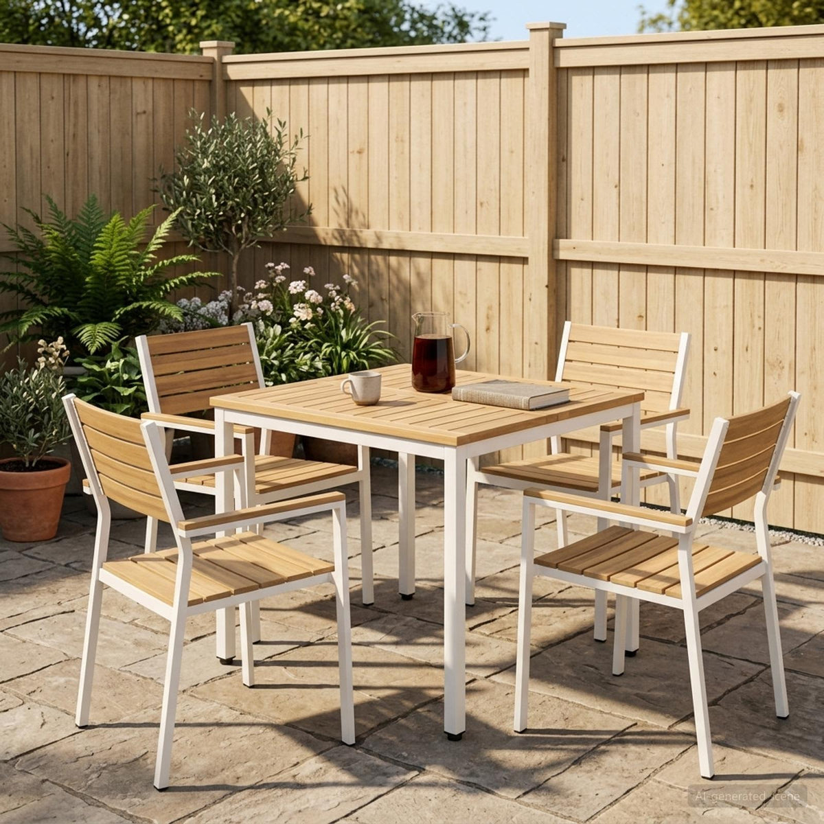 Garden Dinner Table White 70 x 68.5 x 75 cm Solid Acacia Wood