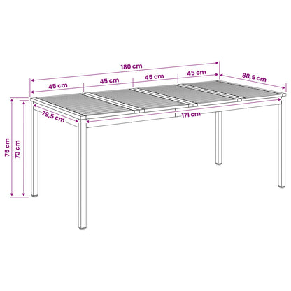 Garden Dinner Table White 180 x 88.5 x 75 cm Solid Acacia Wood