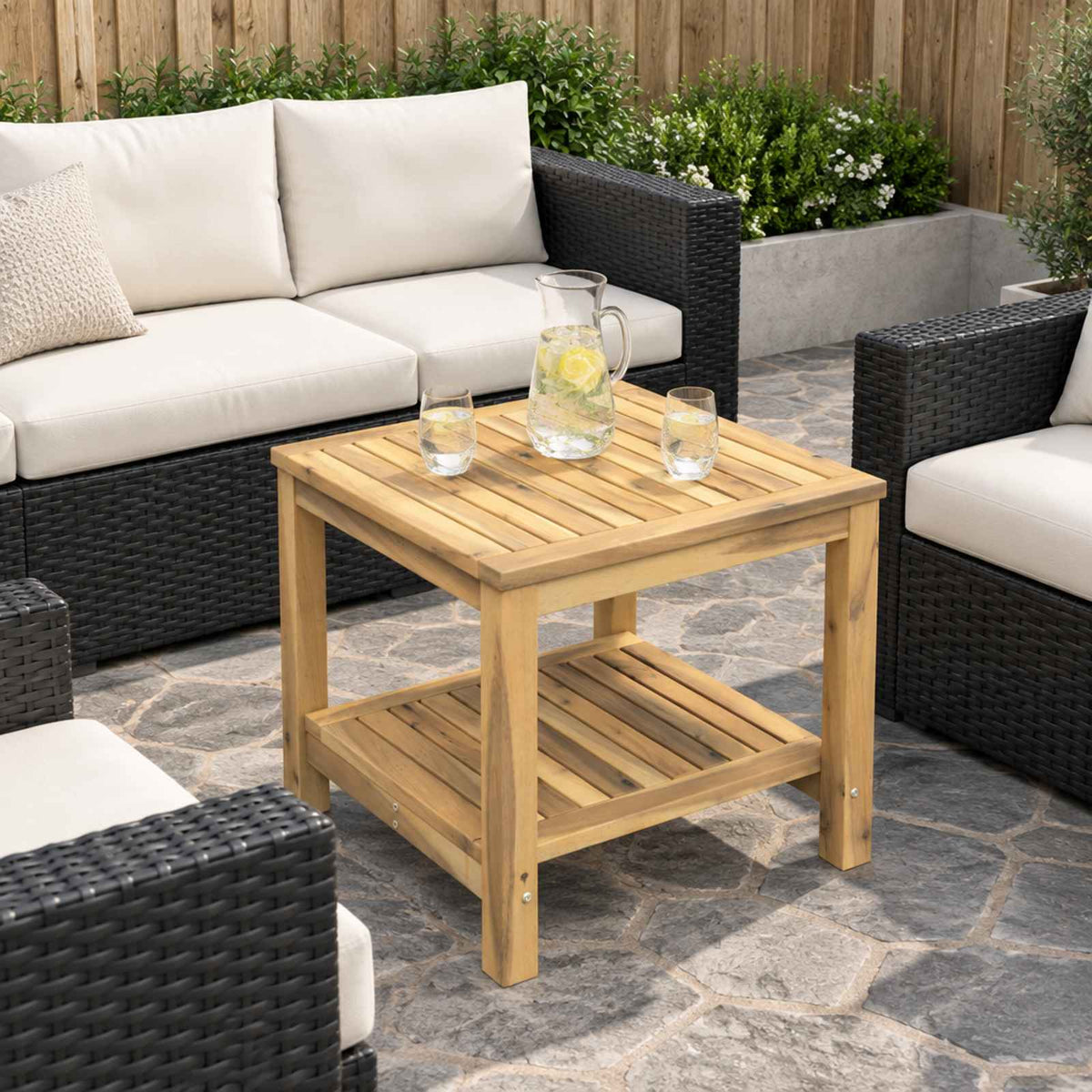 Coffee Table White 48.5 x 49 x 45 cm Solid Acacia Wood