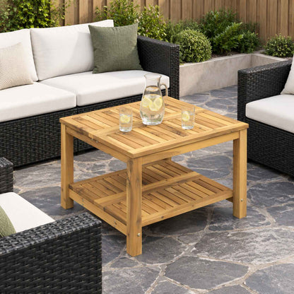 Coffee Table Whitewash 60.5 x 60 x 45 cm Solid Acacia Wood