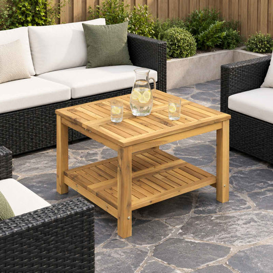 Coffee Table Whitewash 60.5 x 60 x 45 cm Solid Acacia Wood