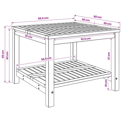 Coffee Table Whitewash 60.5 x 60 x 45 cm Solid Acacia Wood