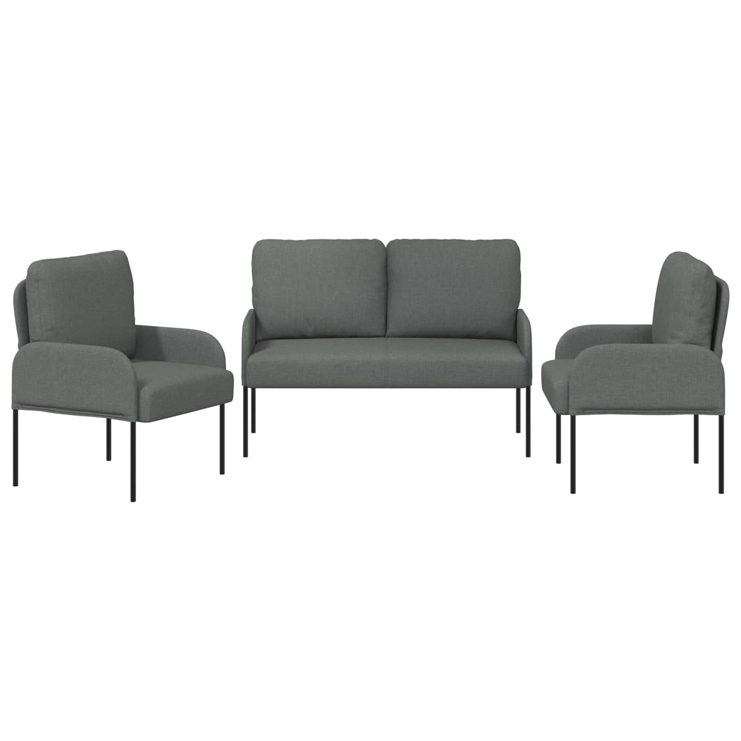 Sofa Sets with Cushion 3 pcs Dark Grey 115 x 56 x 80 cm Plywood