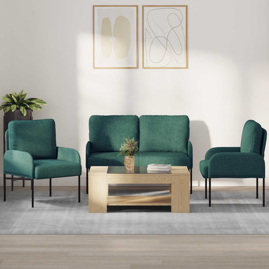 Sofa Sets 3 pcs Dark Green 115 x 56 x 80 cm Plywood
