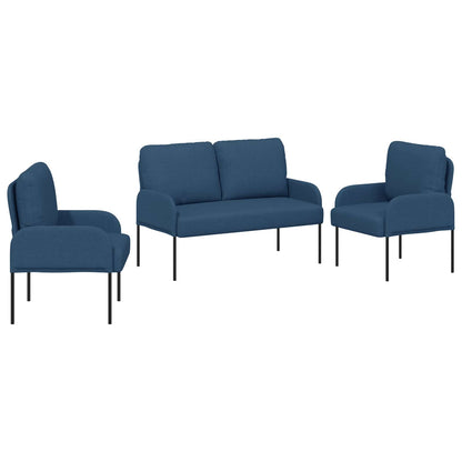 Sofa Sets with Cushion 3 pcs Blue 115 x 56 x 80 cm Plywood