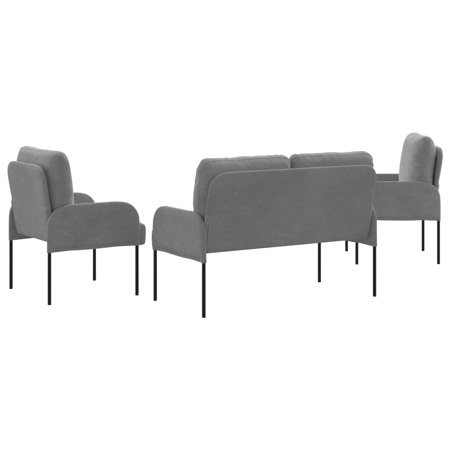 Sofa Sets with Cushion 3 pcs Dark Grey 115 x 56 x 80 cm Plywood