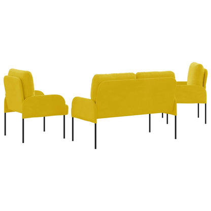 Sofa Sets with Cushion 3 pcs Yellow 115 x 56 x 80 cm Plywood