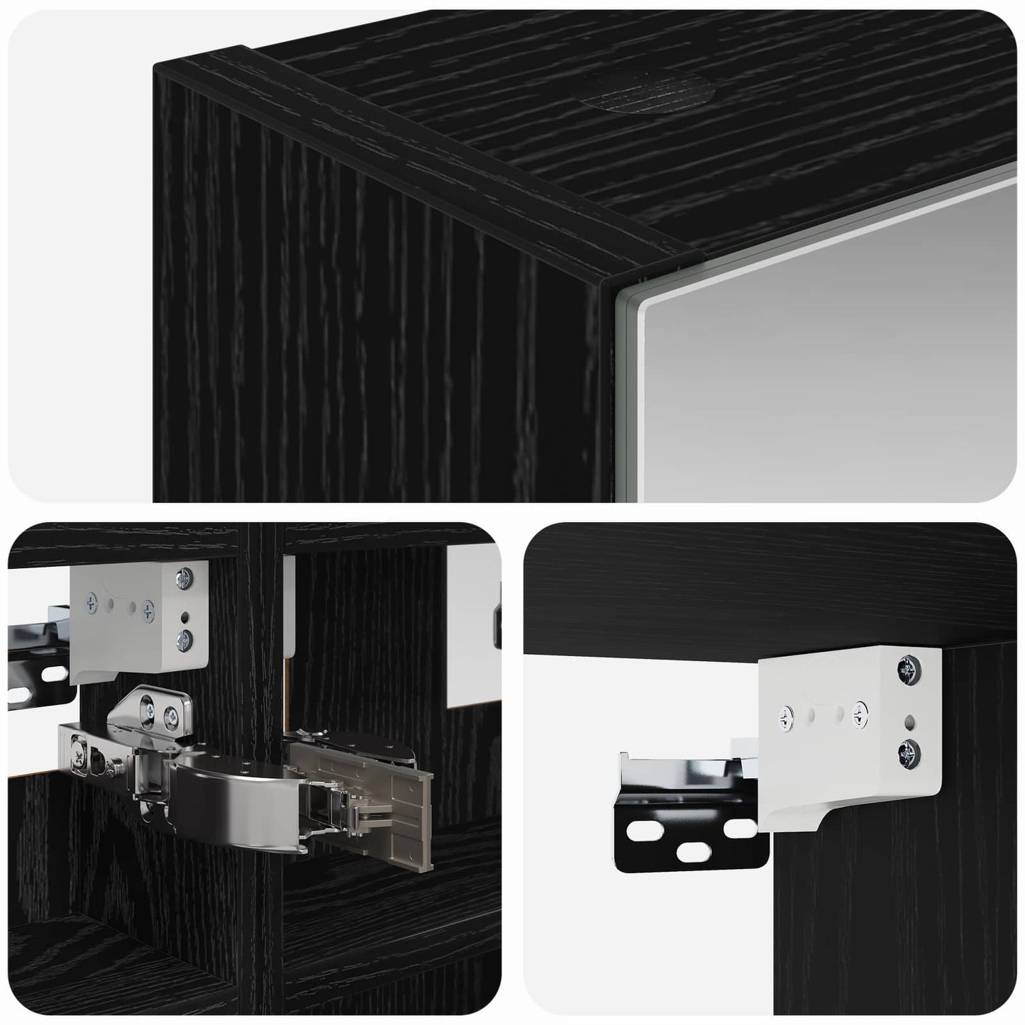 Bathroom Mirror Cabinet Black Oak 30 x 10.5 x 50 cm