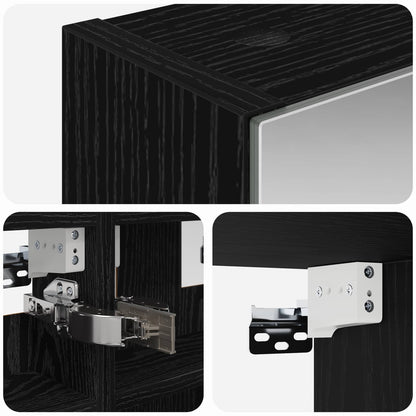 Bathroom Mirror Cabinet Black Oak 30 x 10.5 x 50 cm